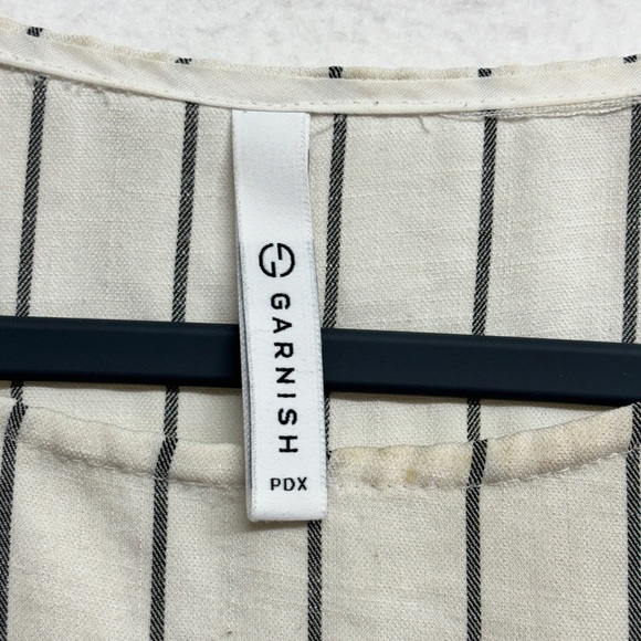 Garnish PDX Striped Blouse Cream Black M - Picture 3 of 9